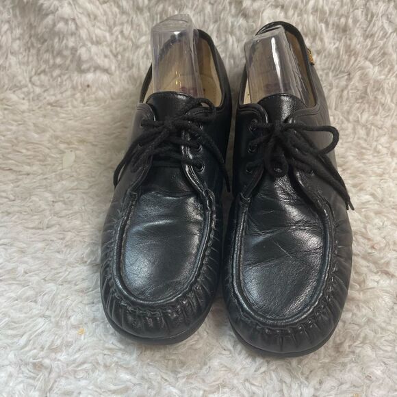 SAS Siesta leather black lace up wedge shoes size 11M - Picture 2 of 13